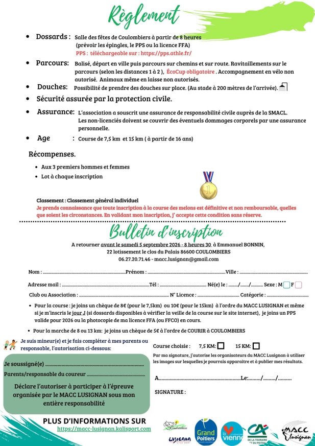 COURSE DES MELONS 2026 - Règlement