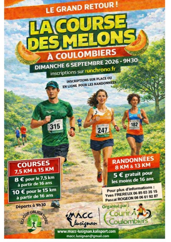 INSCRIPTIONS COURSE DES MELONS A COULOMBIERS